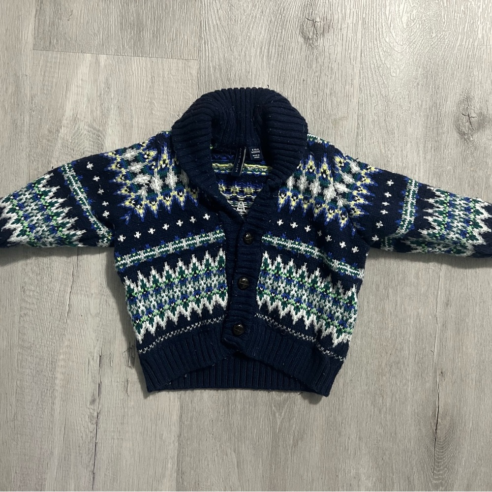 Janie and Jack Navy Blue Fair Isle Kids Sweater